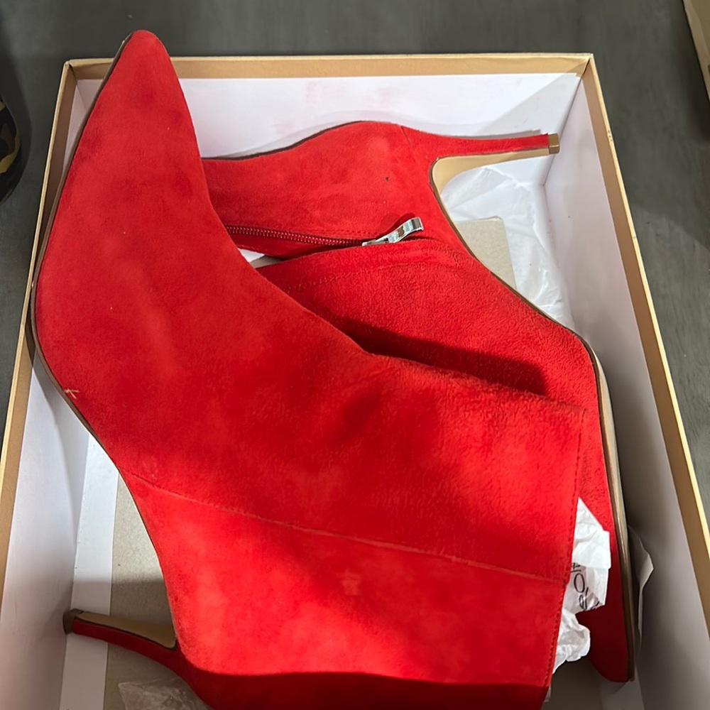 Halogen red suede booties